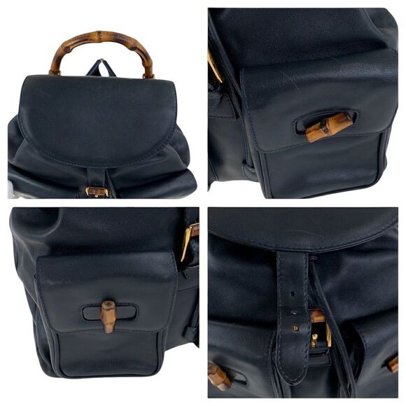 Pre Loved gucci Bamboo Leather Backpack Women black | black Backpacks - Picture 6 of 6